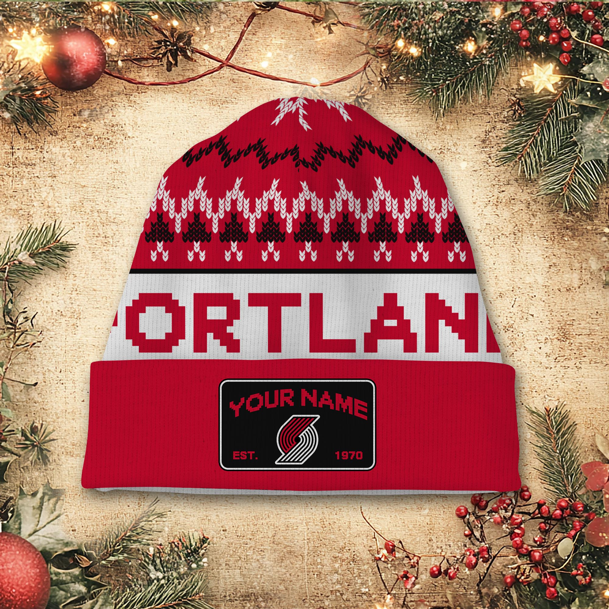 Sportswearmerch Portland Trail Blazers NBA Christmas Beanie Hat For Fan