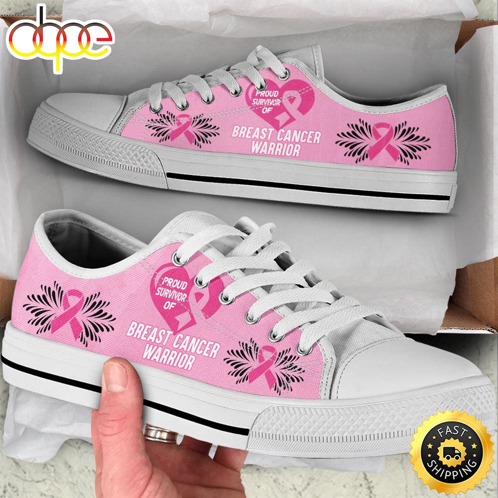 Sportswearmerch Proud Survivor Of Breast Cancer Warrior Low Top Canvas Sneakers Shoes For Men And Women