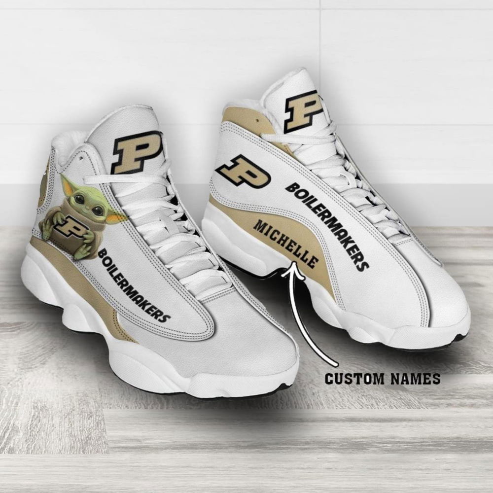 Sportswearmerch Purdue Boilermakers NCAA Baby Yoda AJ13 Sneakers Shoes For Men And Women