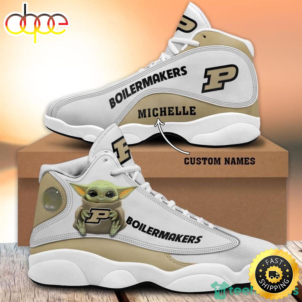 Sportswearmerch Purdue Boilermakers NCAA Baby Yoda AJ13 Sneakers Shoes For Men And Women