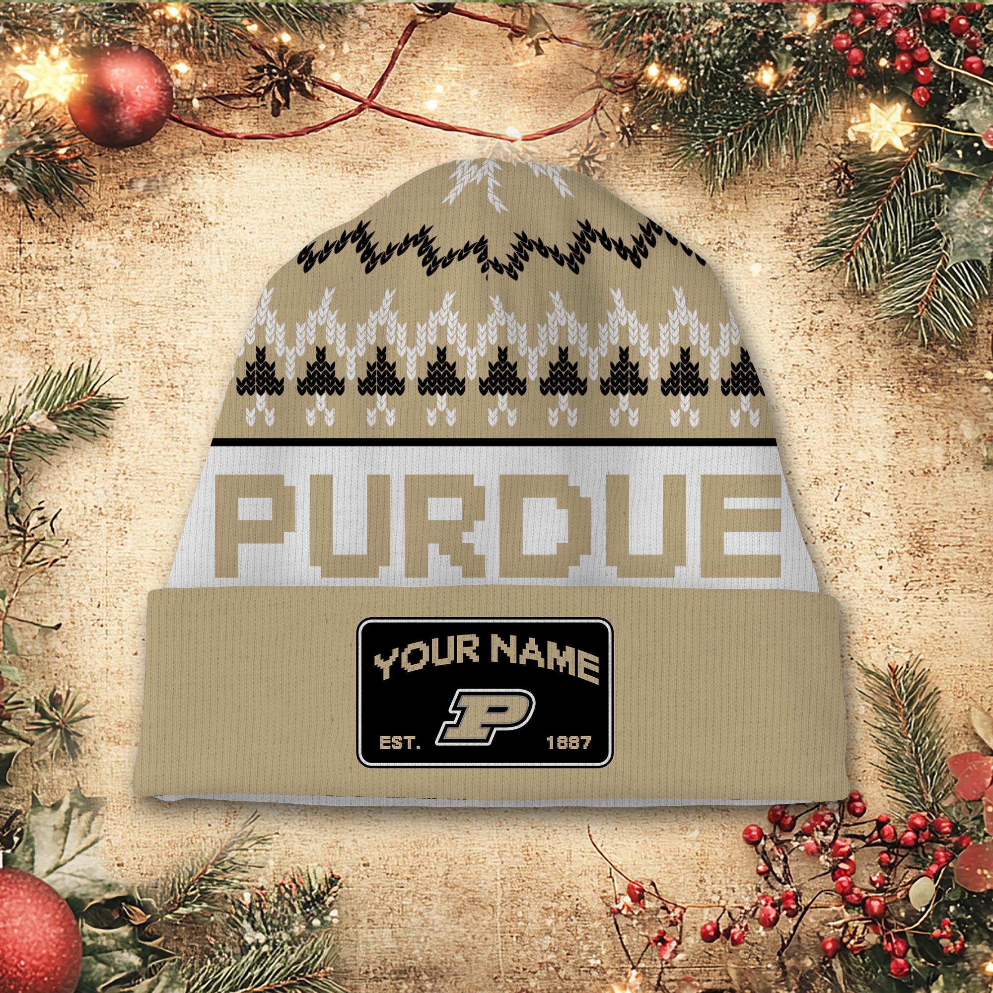 Sportswearmerch Purdue Boilermakers NCAA Christmas Beanie Hat For Fan