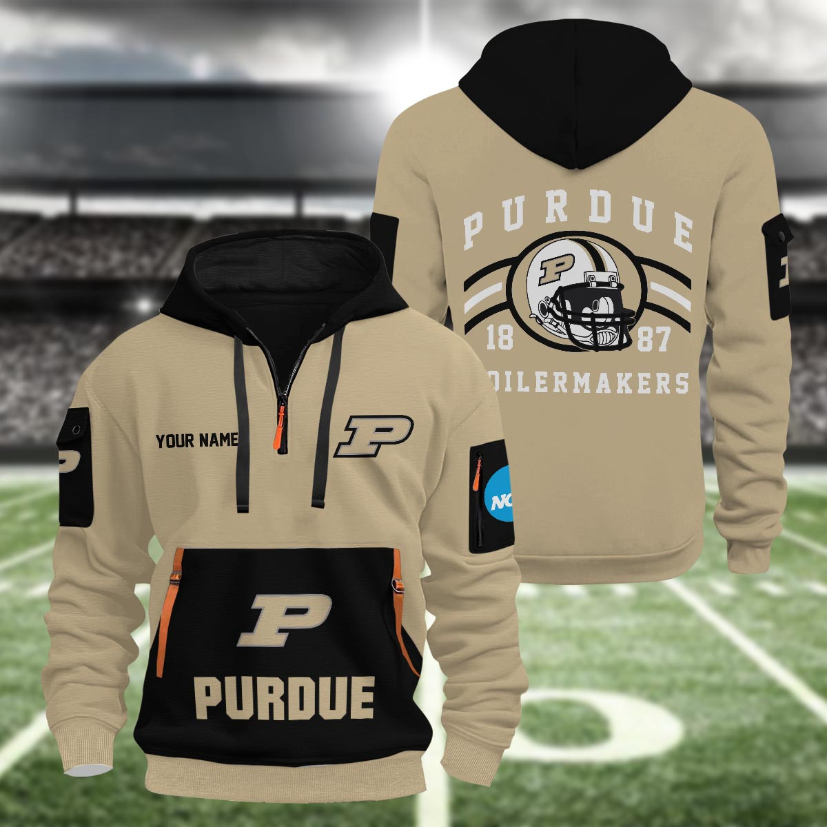 Sportswearmerch Purdue Boilermakers NCAA Half Zip Hoodie Personalized For Fan