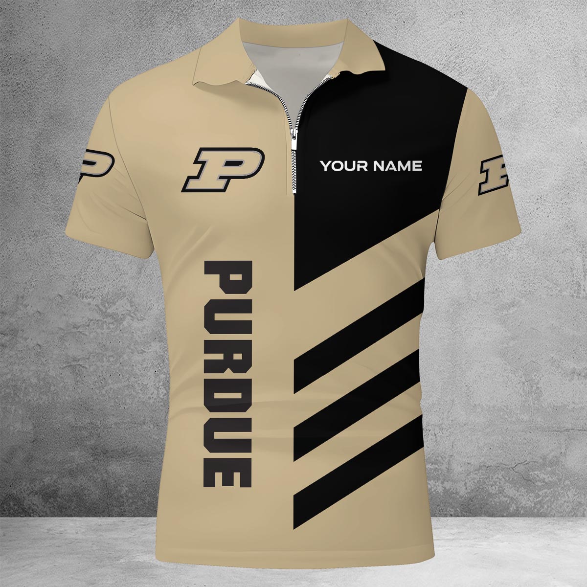Sportswearmerch Purdue Boilermakers NCAA Lapel Zip Polo Shirt For Fan