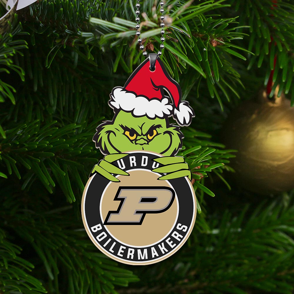 Sportswearmerch Purdue Boilermakers NCAA x Grinch Christmas Acrylic Ornament For Fans