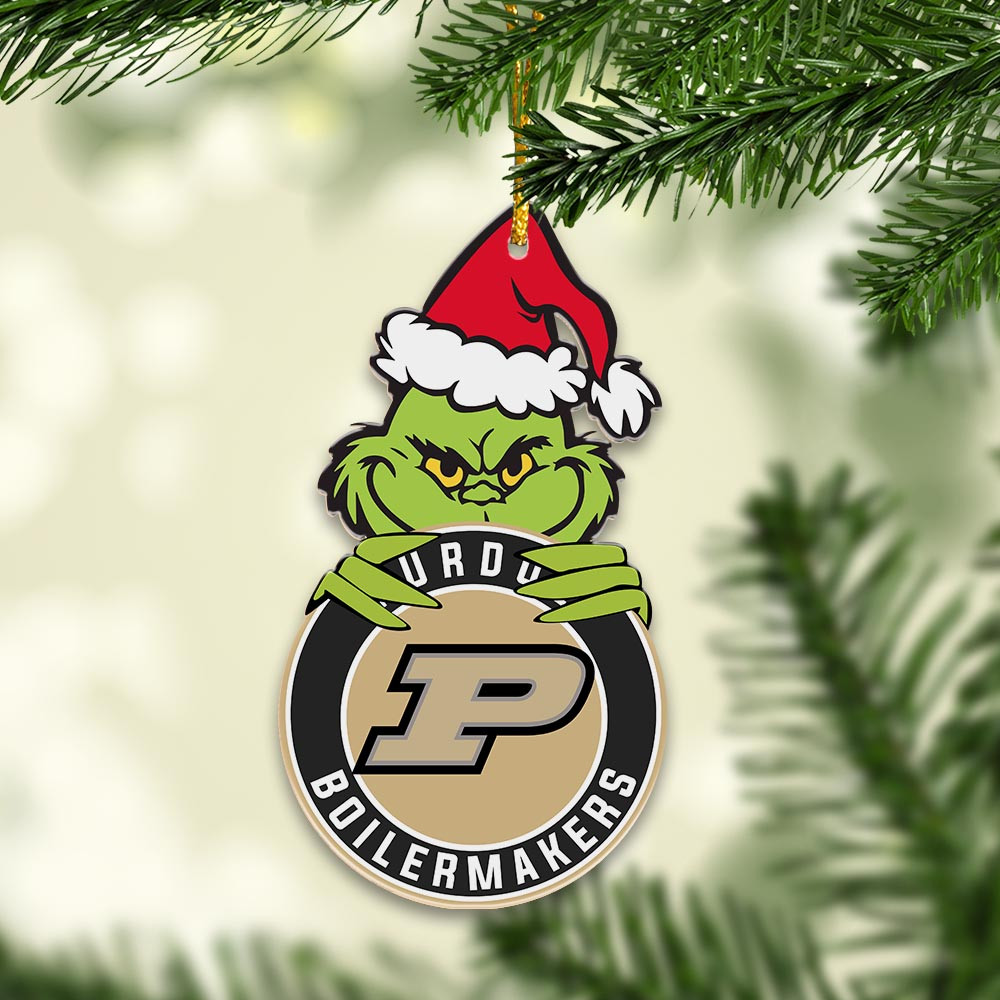 Sportswearmerch Purdue Boilermakers NCAA x Grinch Christmas Acrylic Ornament For Fans
