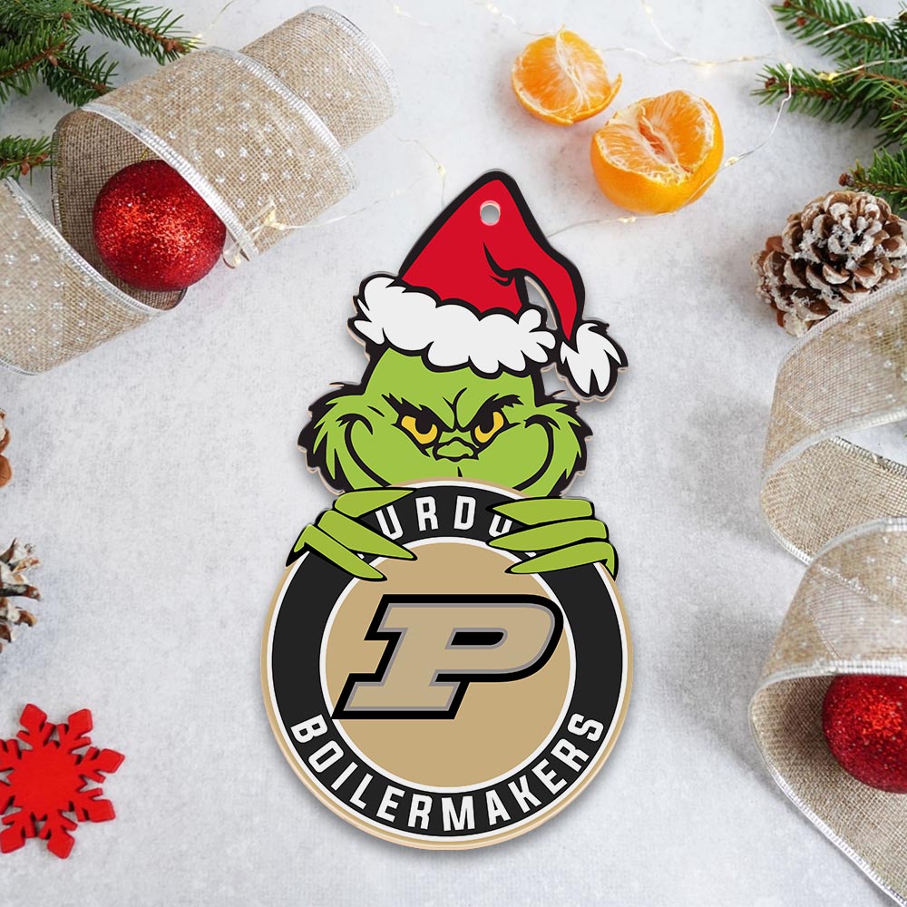 Sportswearmerch Purdue Boilermakers NCAA x Grinch Christmas Acrylic Ornament For Fans