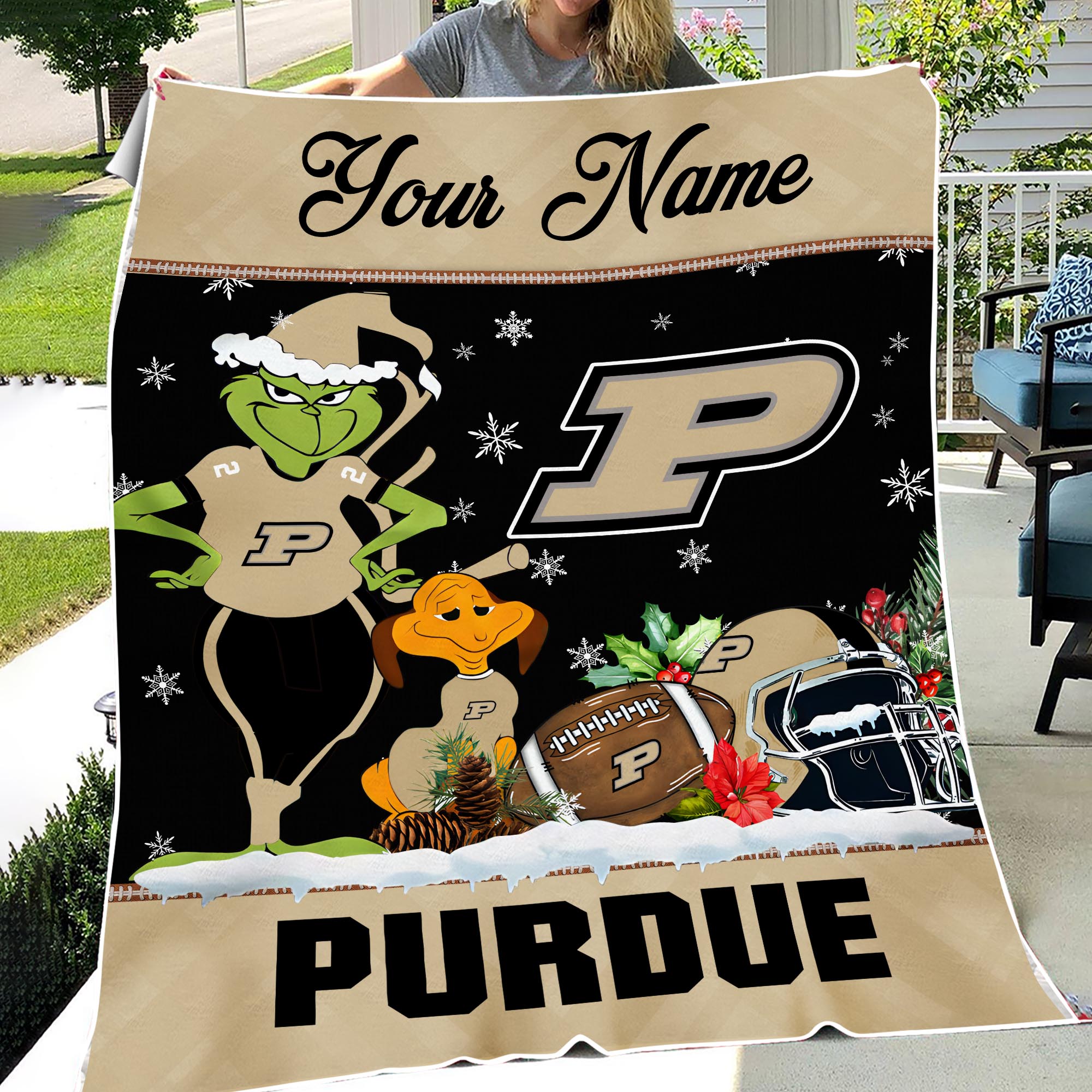 Sportswearmerch Purdue Boilermakers NCAA x Grinch Christmas Fleece Blanket For Fan