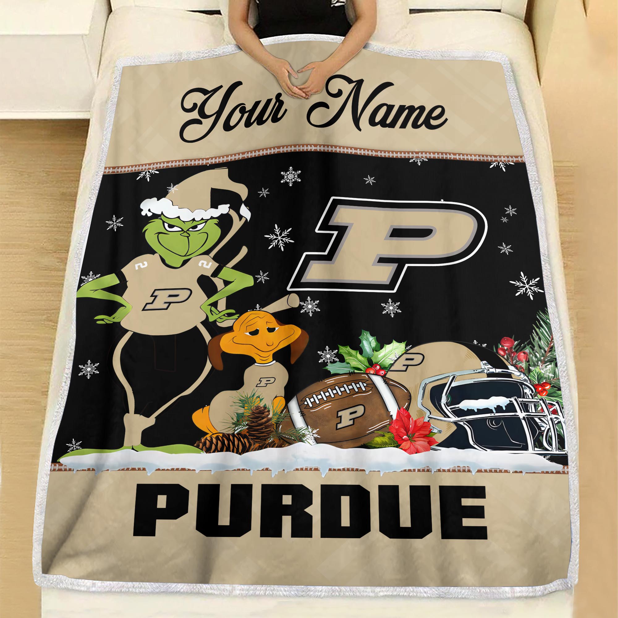 Sportswearmerch Purdue Boilermakers NCAA x Grinch Christmas Fleece Blanket For Fan
