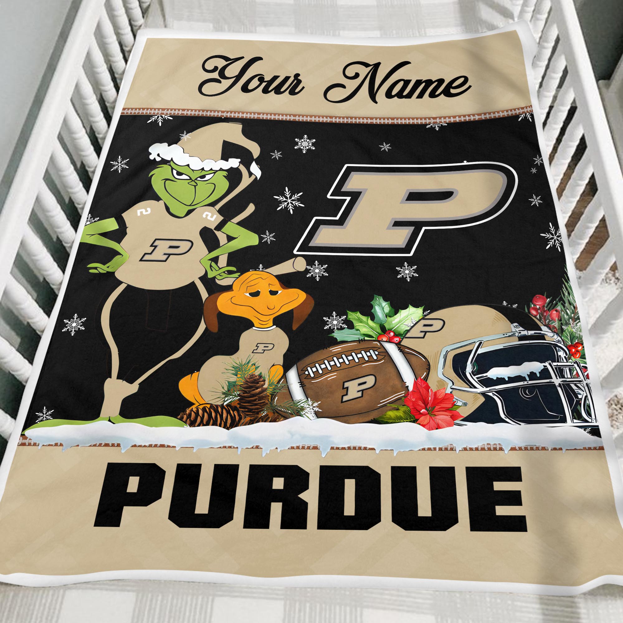 Sportswearmerch Purdue Boilermakers NCAA x Grinch Christmas Fleece Blanket For Fan