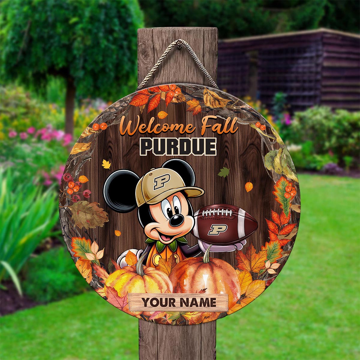 Sportswearmerch Purdue Boilermakers NCAA x Mickey Round Wooden Sign For Fan