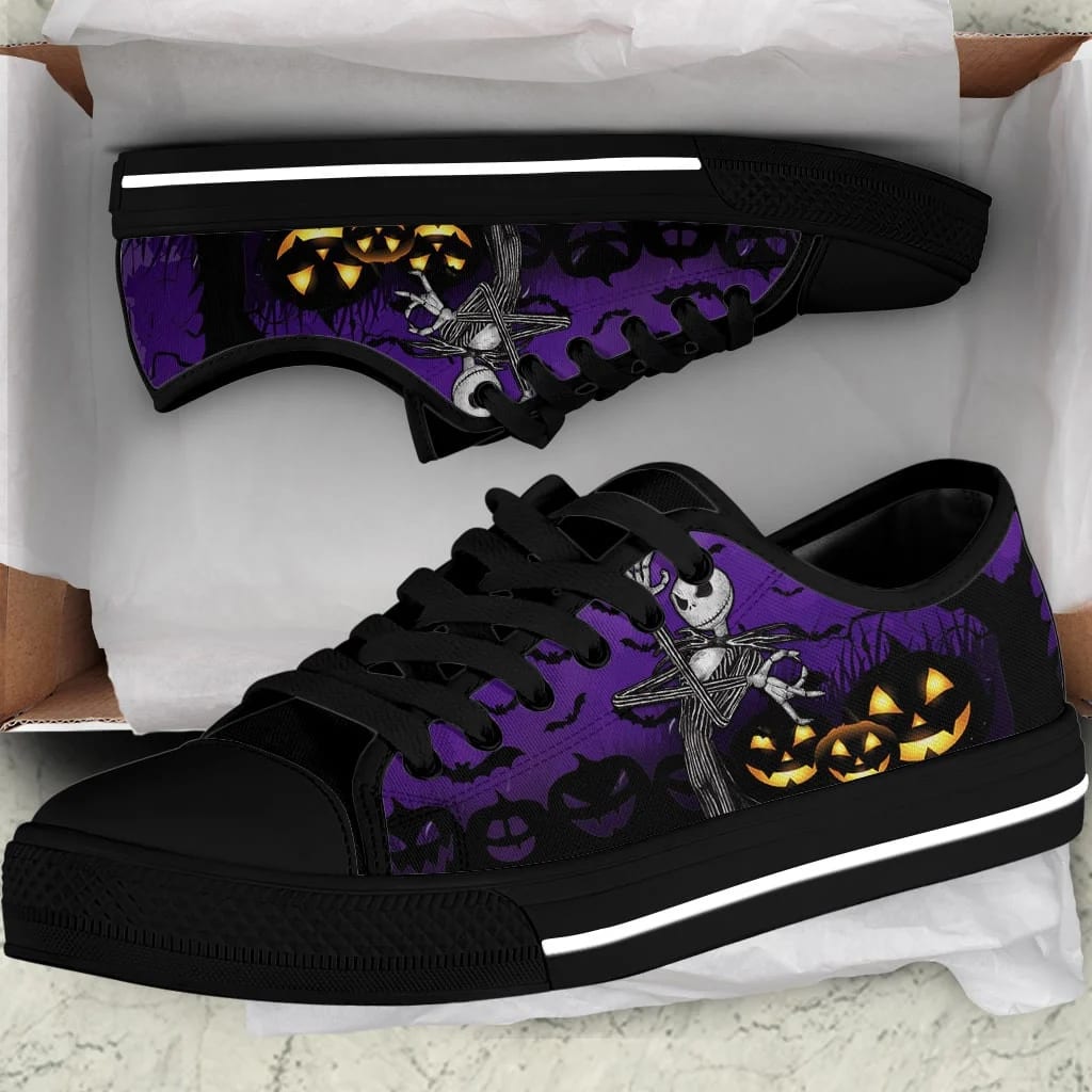 Sportswearmerch Purple Night Jack Skellington Movie Women Low Top Canvas Sneakers Shoes For Men And Women