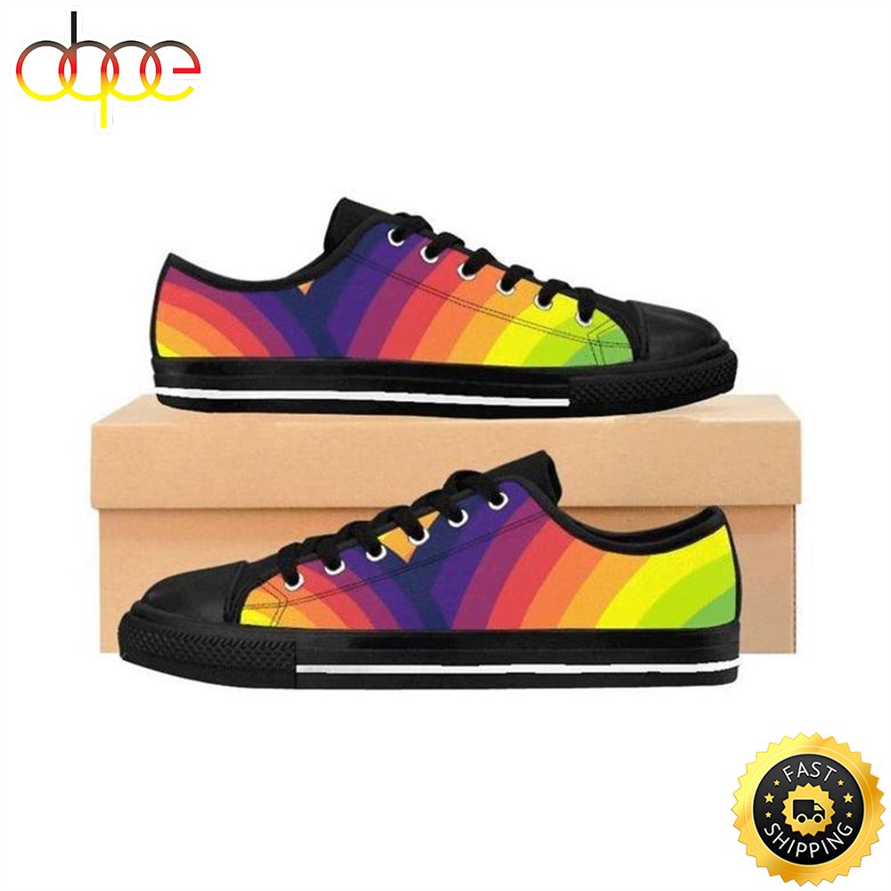 Sportswearmerch Rainbow Burst LGBT Pride Low Top Canvas Sneakers Shoes For Men And Women