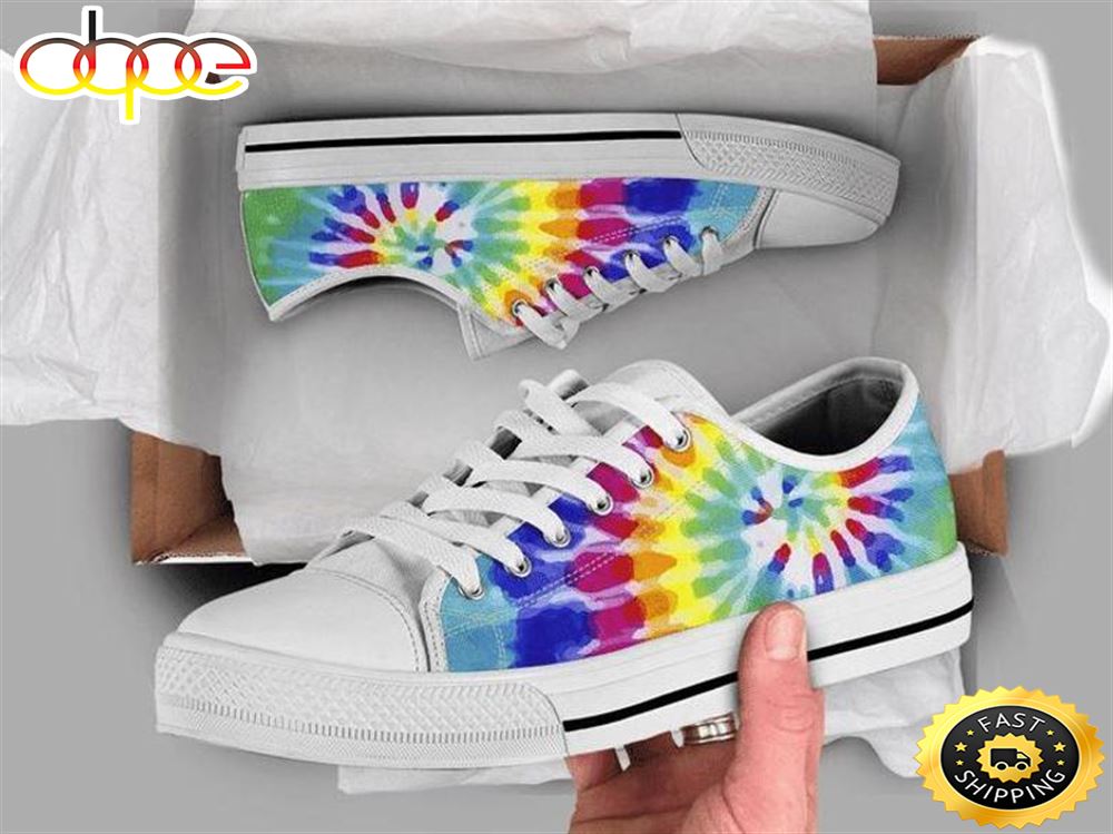 Sportswearmerch Rainbow Print Shoes Tie Dye LGBT Love Low Top Canvas Sneakers Shoes For Men And Women