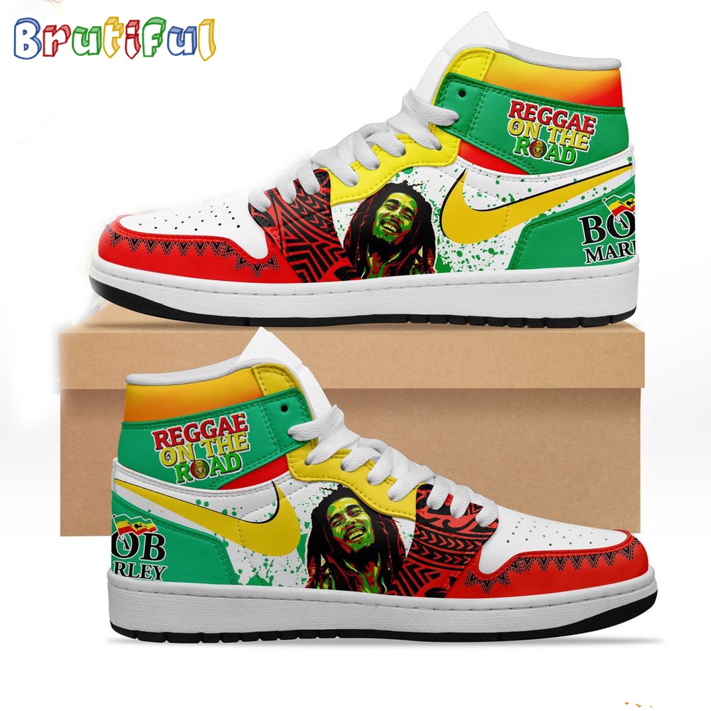 Sportswearmerch Reggae On The Road Bob Marley Music AJ1 High Sneakers Shoes For Men And Women