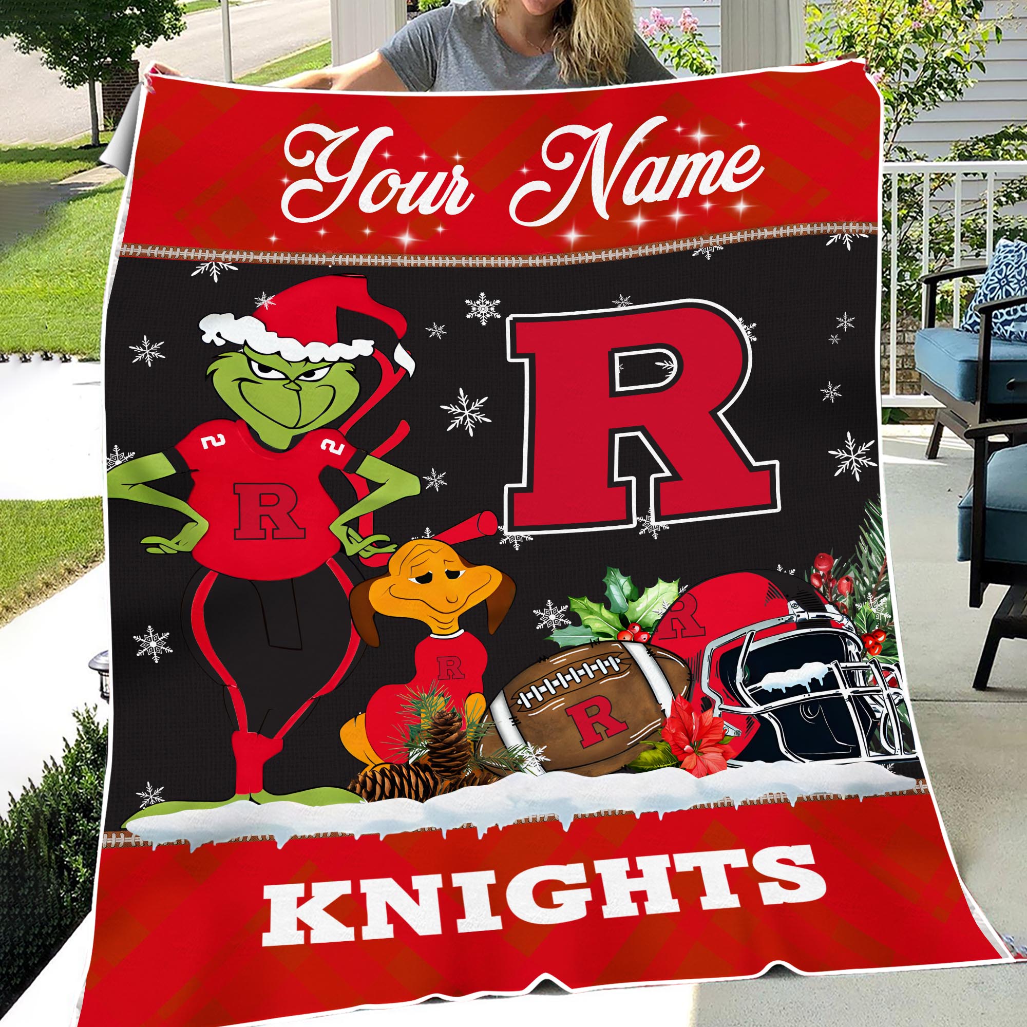 Sportswearmerch Rutgers Scarlet Knights NCAA x Grinch Christmas Fleece Blanket For Fan