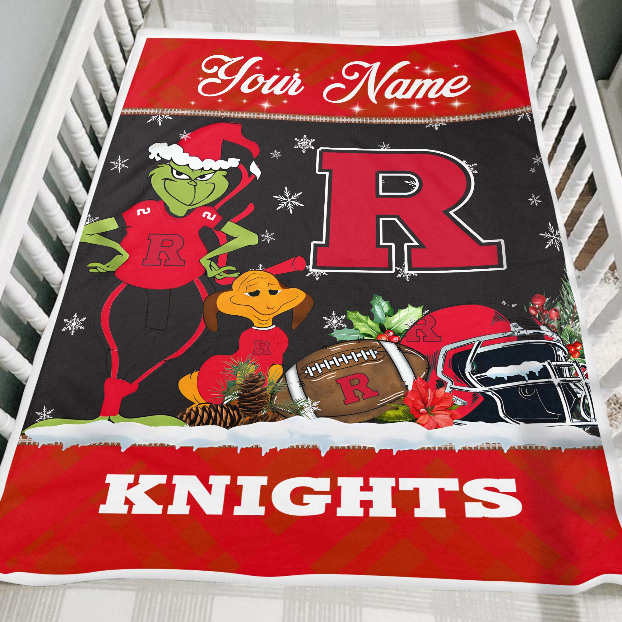 Sportswearmerch Rutgers Scarlet Knights NCAA x Grinch Christmas Fleece Blanket For Fan
