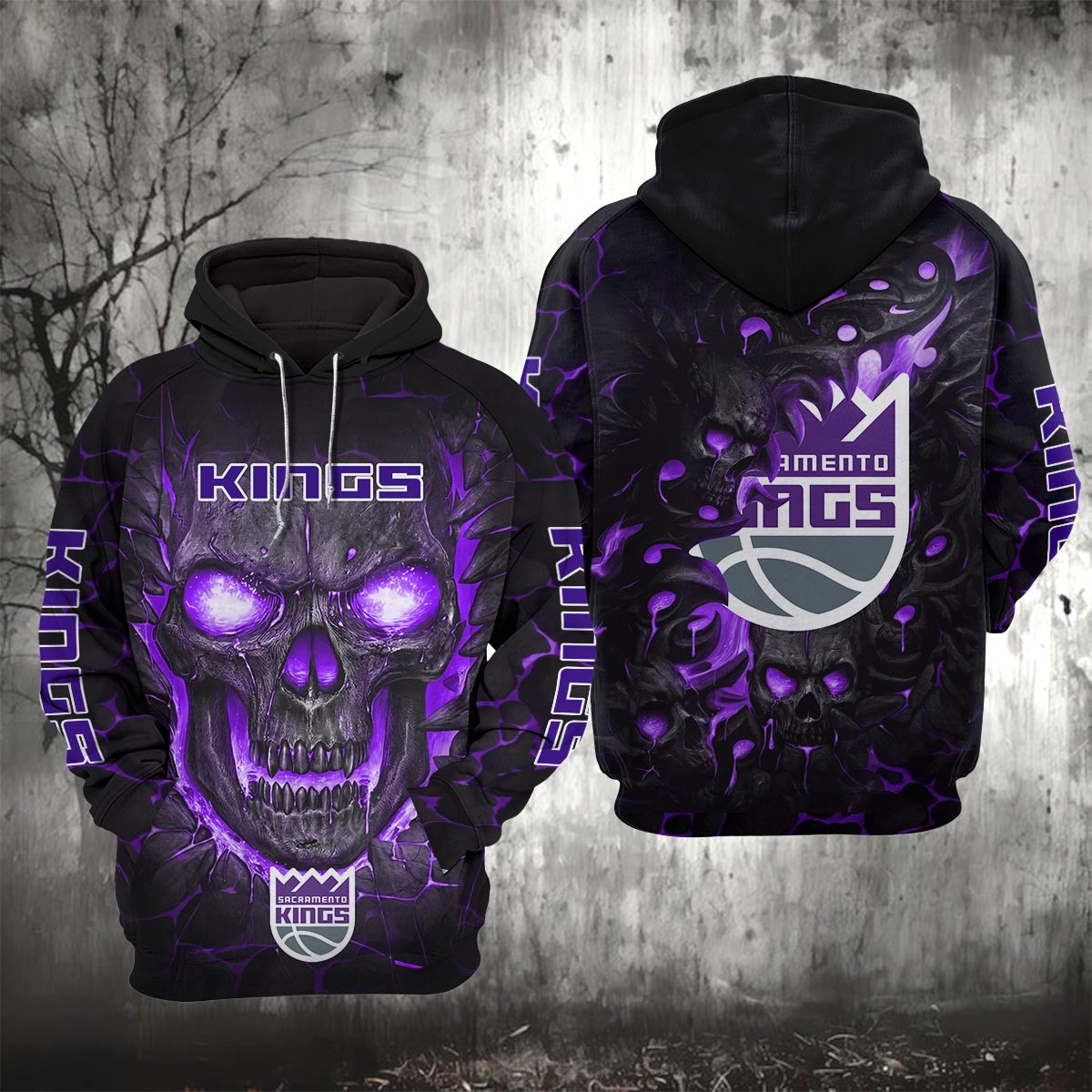 Sportswearmerch Sacramento Kings NBA Lava Skull Hoodie For Fan