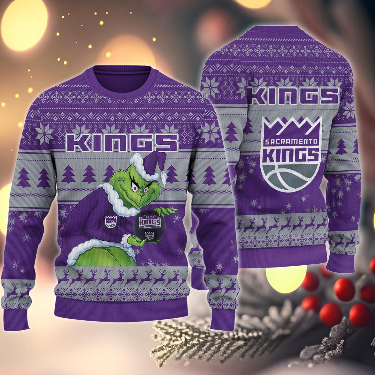 Sportswearmerch Sacramento Kings NBA x Grinch Christmas Ugly Sweater For Fans