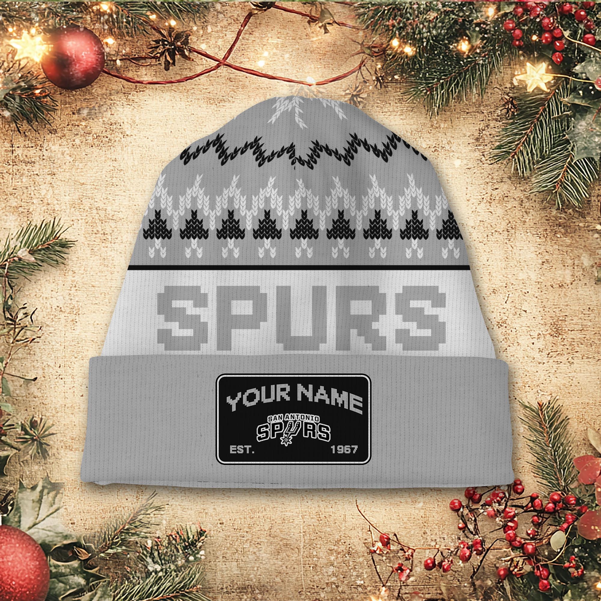 Sportswearmerch San Antonio Spurs NBA Christmas Beanie Hat For Fan