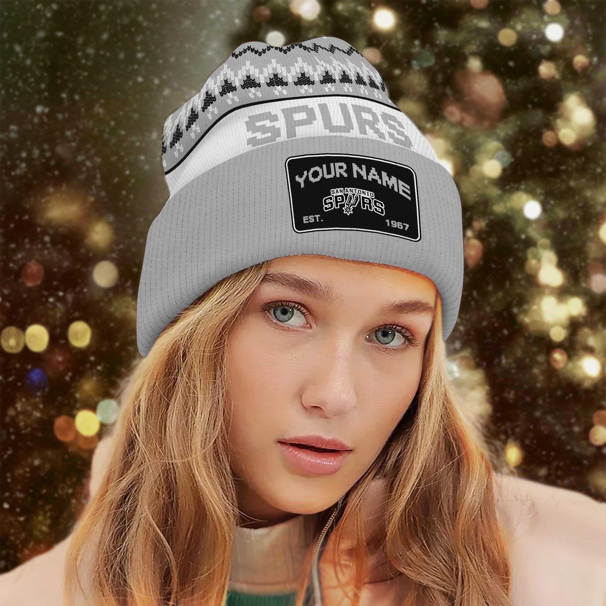 Sportswearmerch San Antonio Spurs NBA Christmas Beanie Hat For Fan