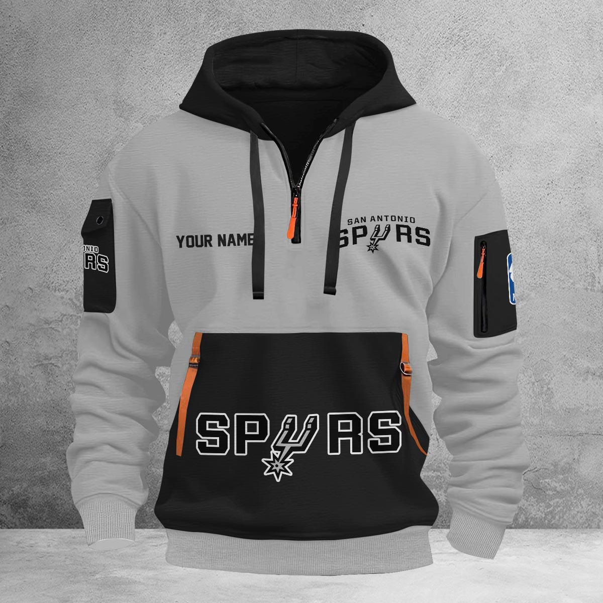 Sportswearmerch San Antonio Spurs NBA Half Zip Hoodie Personalized For Fan