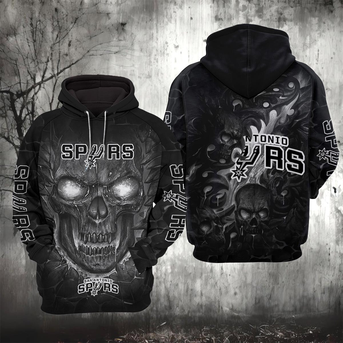 Sportswearmerch San Antonio Spurs NBA Lava Skull Hoodie For Fan