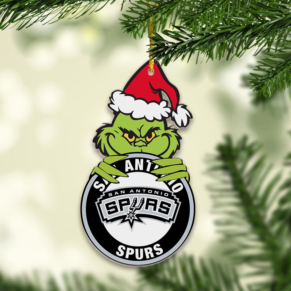 Sportswearmerch San Antonio Spurs NBA x Grinch Christmas Acrylic Ornament For Fans
