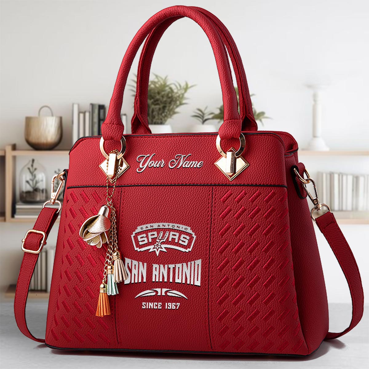 Sportswearmerch San Antonio Spurs NBA Zip Leather Handbag For Fan