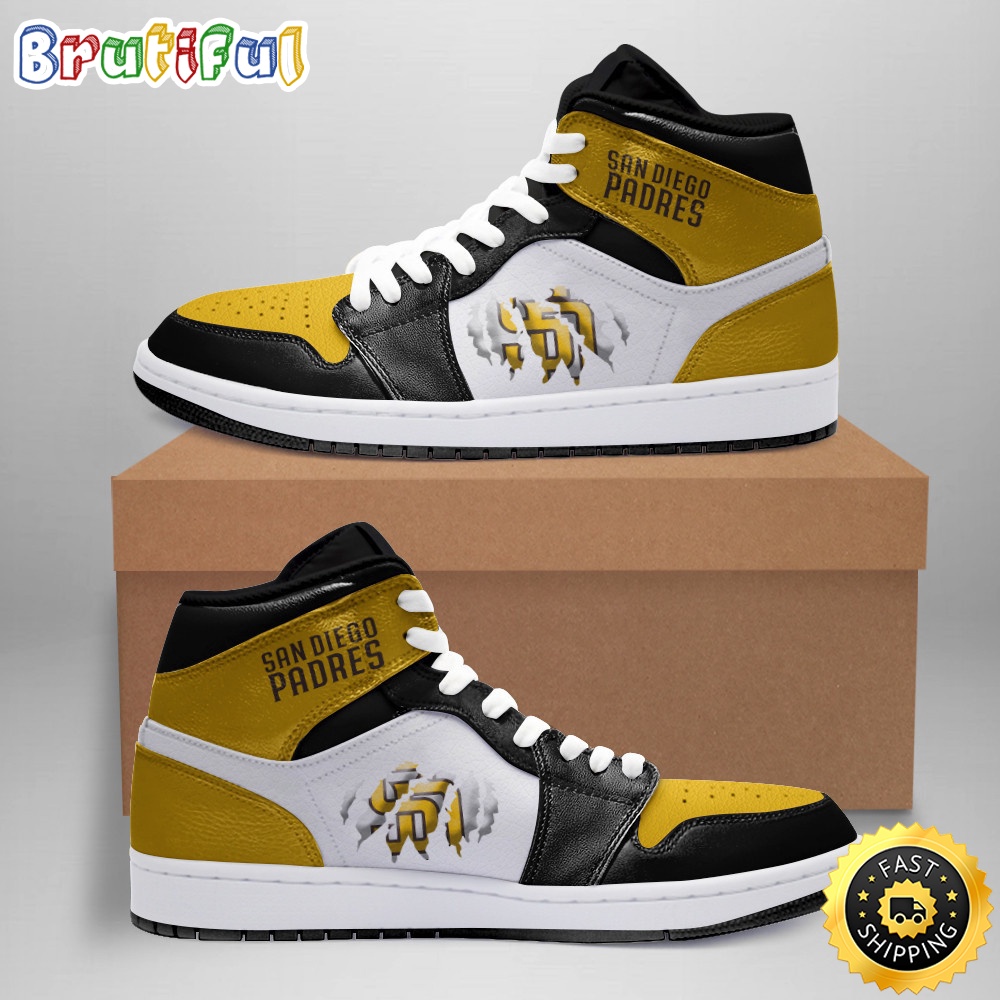Sportswearmerch San Diego Padres MLB AJ1 High Sneakers Shoes For Men And Women
