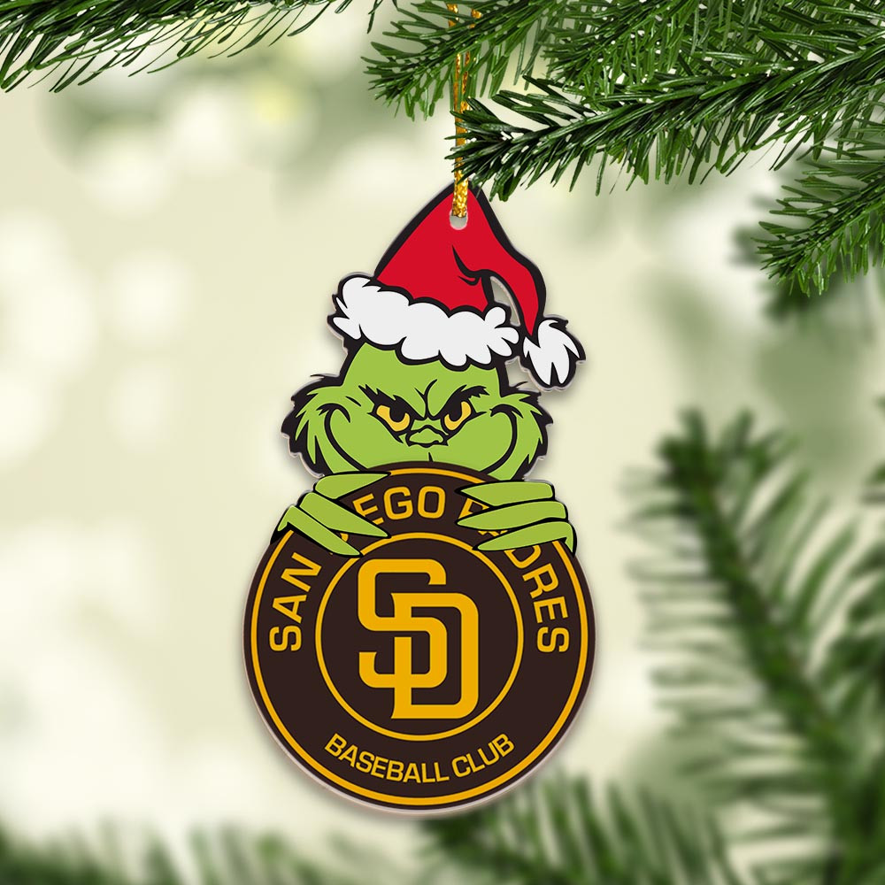 Sportswearmerch San Diego Padres MLB x Grinch Christmas Acrylic Ornament For Fans
