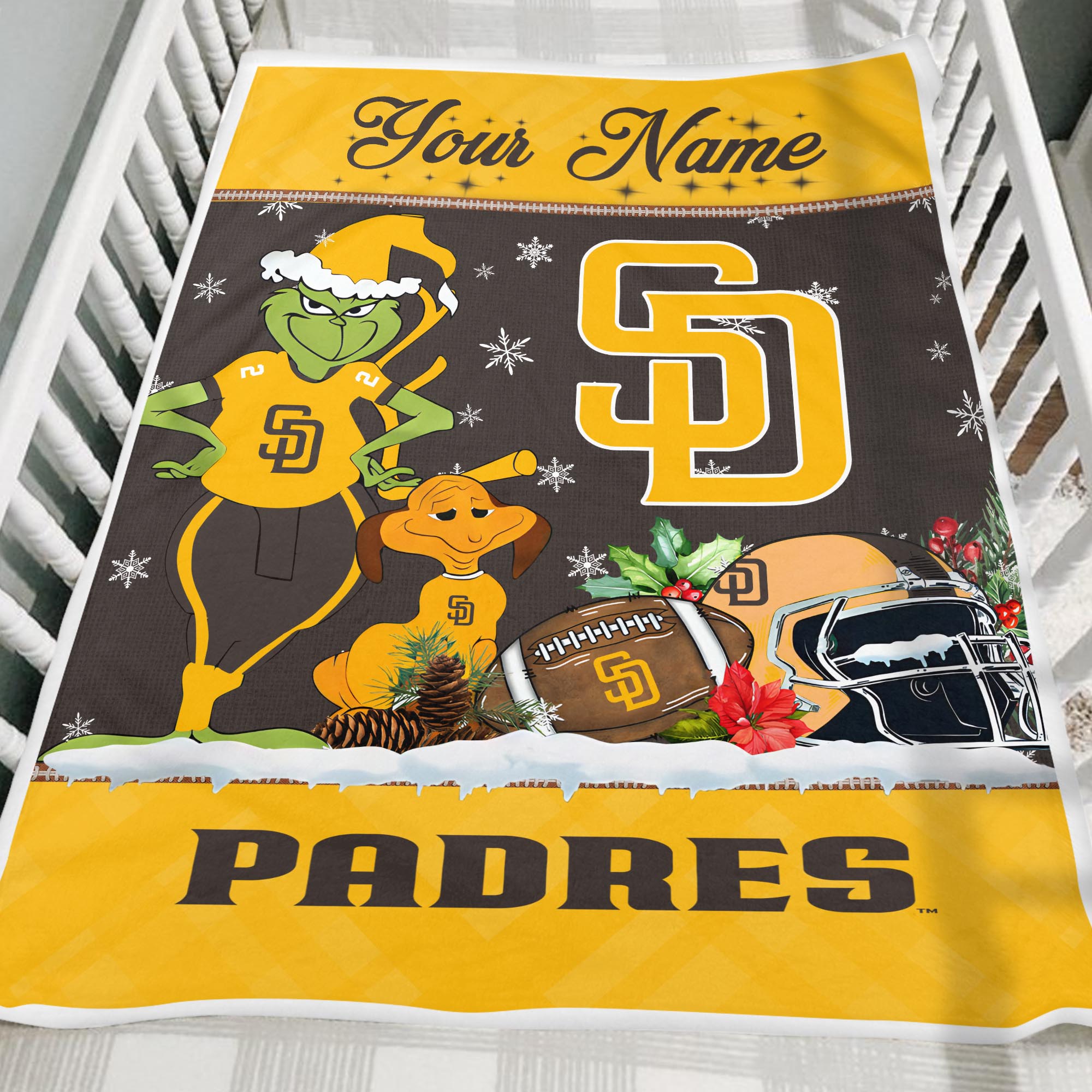 Sportswearmerch San Diego Padres MLB x Grinch Christmas Fleece Blanket For Fan