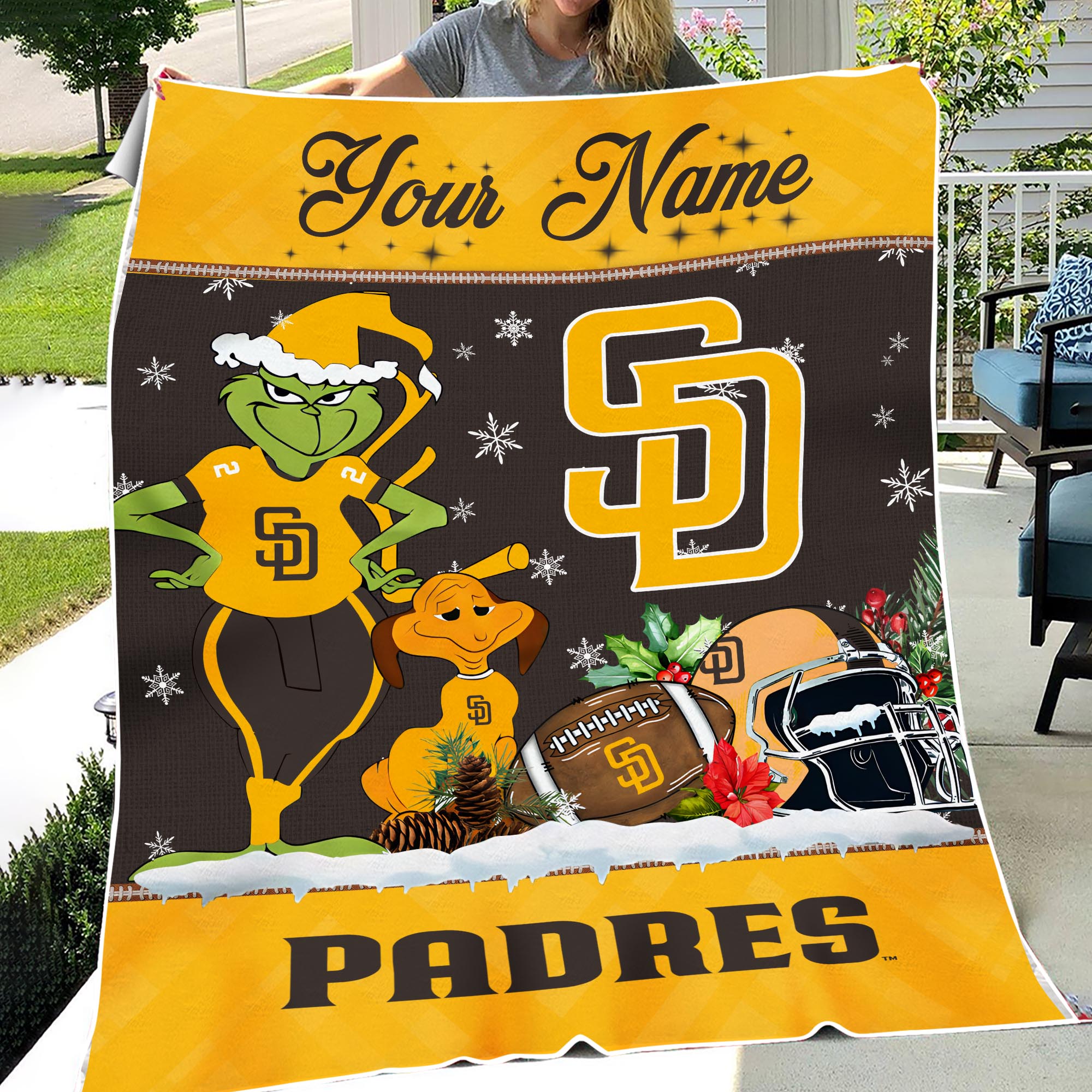 Sportswearmerch San Diego Padres MLB x Grinch Christmas Fleece Blanket For Fan