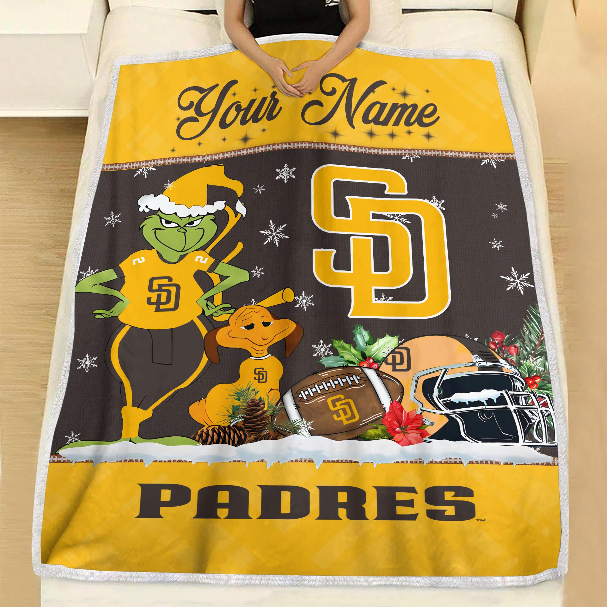 Sportswearmerch San Diego Padres MLB x Grinch Christmas Fleece Blanket For Fan