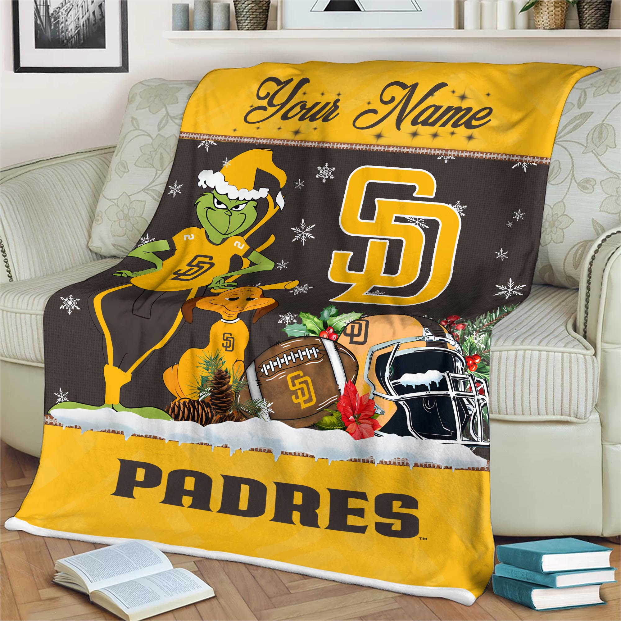 Sportswearmerch San Diego Padres MLB x Grinch Christmas Fleece Blanket For Fan