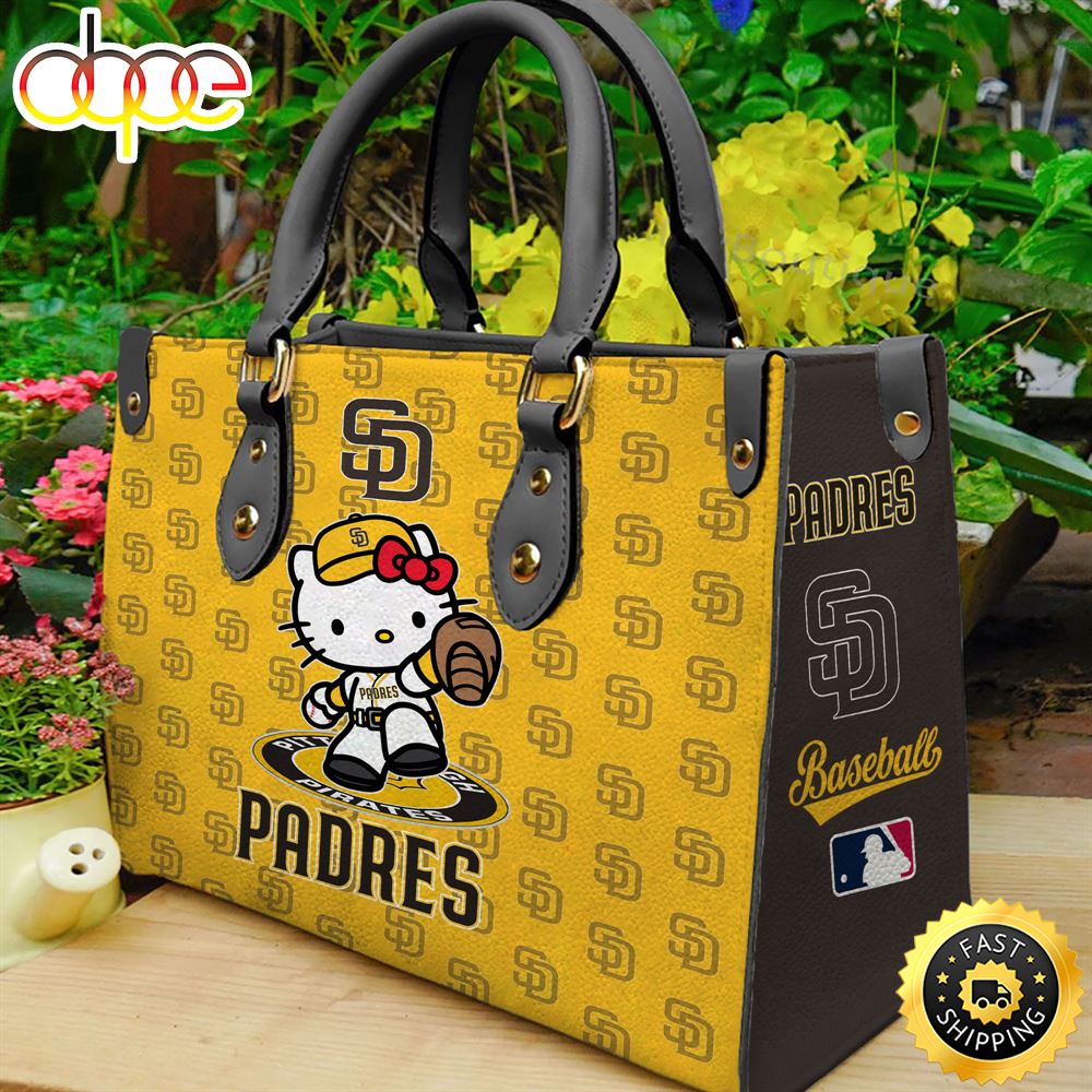 Sportswearmerch San Diego Padres MLB x Kitty Women Leather Hand Bag For Fan