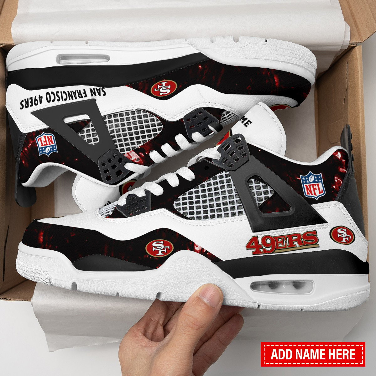 Sportswearmerch San Francisco 49ers NFL Air Jordan 4 Sneaker AJ4 Sneakers Shoes For Men And Women