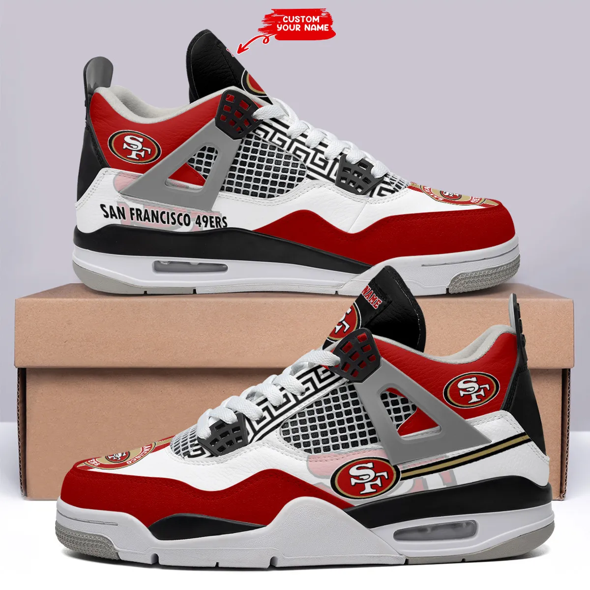 Sportswearmerch San Francisco 49ers NFL Air Jordan 4 Sneaker AJ4 Sneakers Shoes For Men And Women