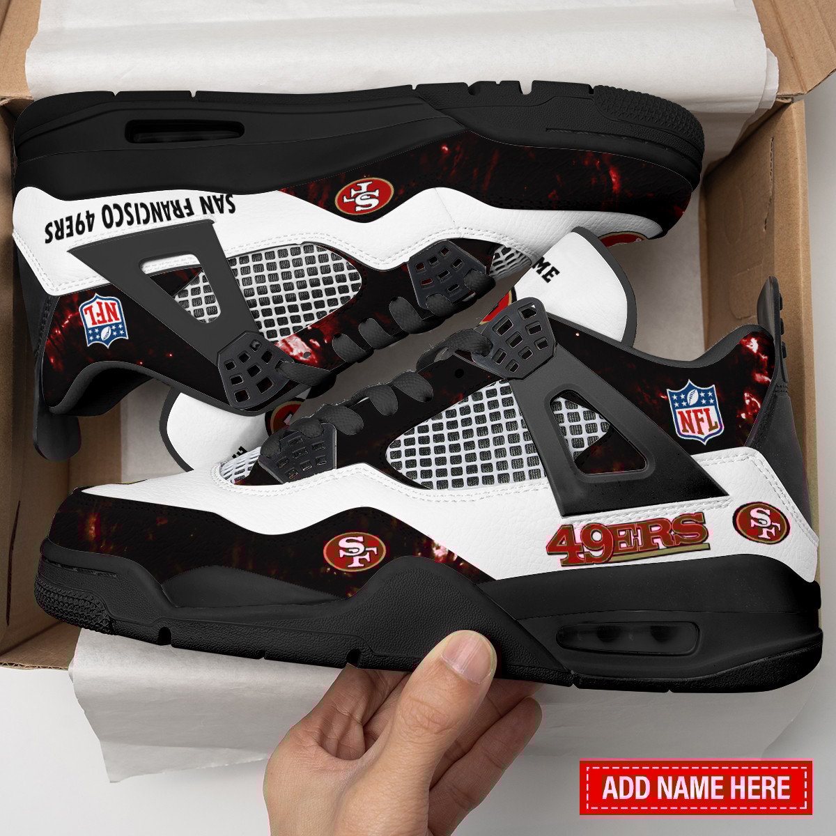 Sportswearmerch San Francisco 49ers NFL Air Jordan 4 Sneaker AJ4 Sneakers Shoes For Men And Women