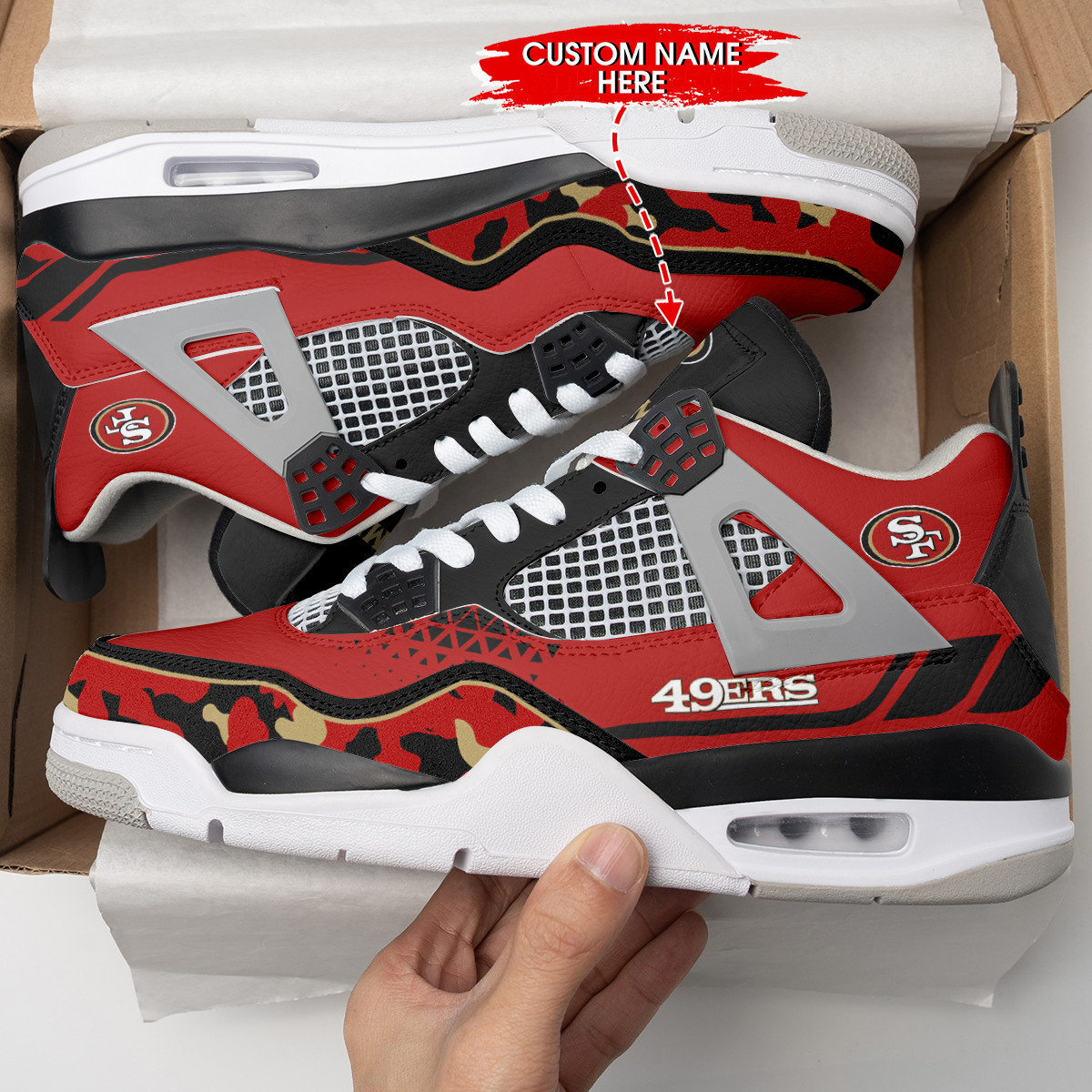 Sportswearmerch San Francisco 49ers NFL Air Jordan 4 Sneaker AJ4 Sneakers Shoes For Men And Women