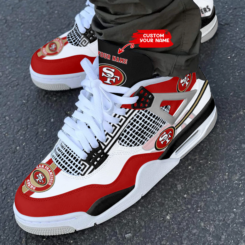 Sportswearmerch San Francisco 49ers NFL Air Jordan 4 Sneaker AJ4 Sneakers Shoes For Men And Women