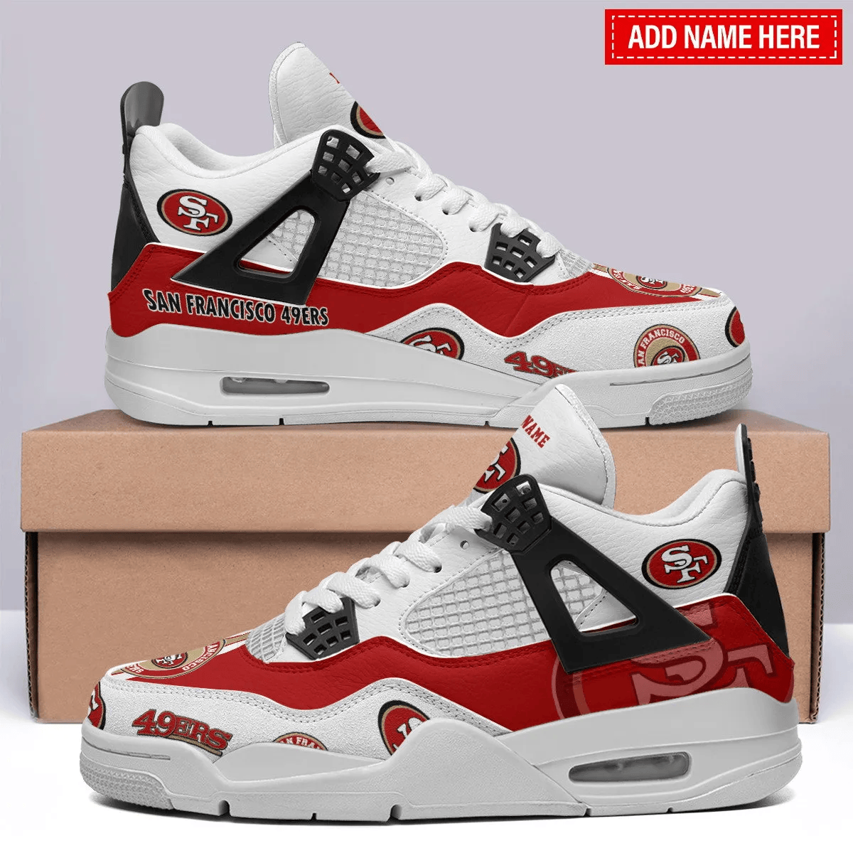Sportswearmerch San Francisco 49ers NFL Air Jordan 4 Sneaker AJ4 Sneakers Shoes For Men And Women