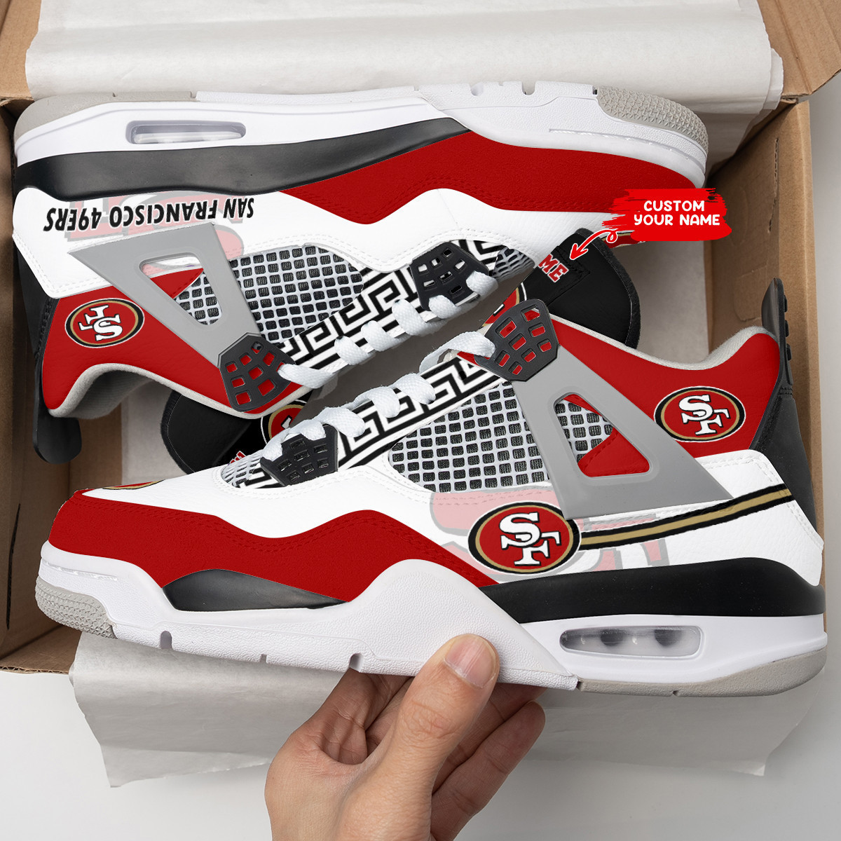 Sportswearmerch San Francisco 49ers NFL Air Jordan 4 Sneaker AJ4 Sneakers Shoes For Men And Women