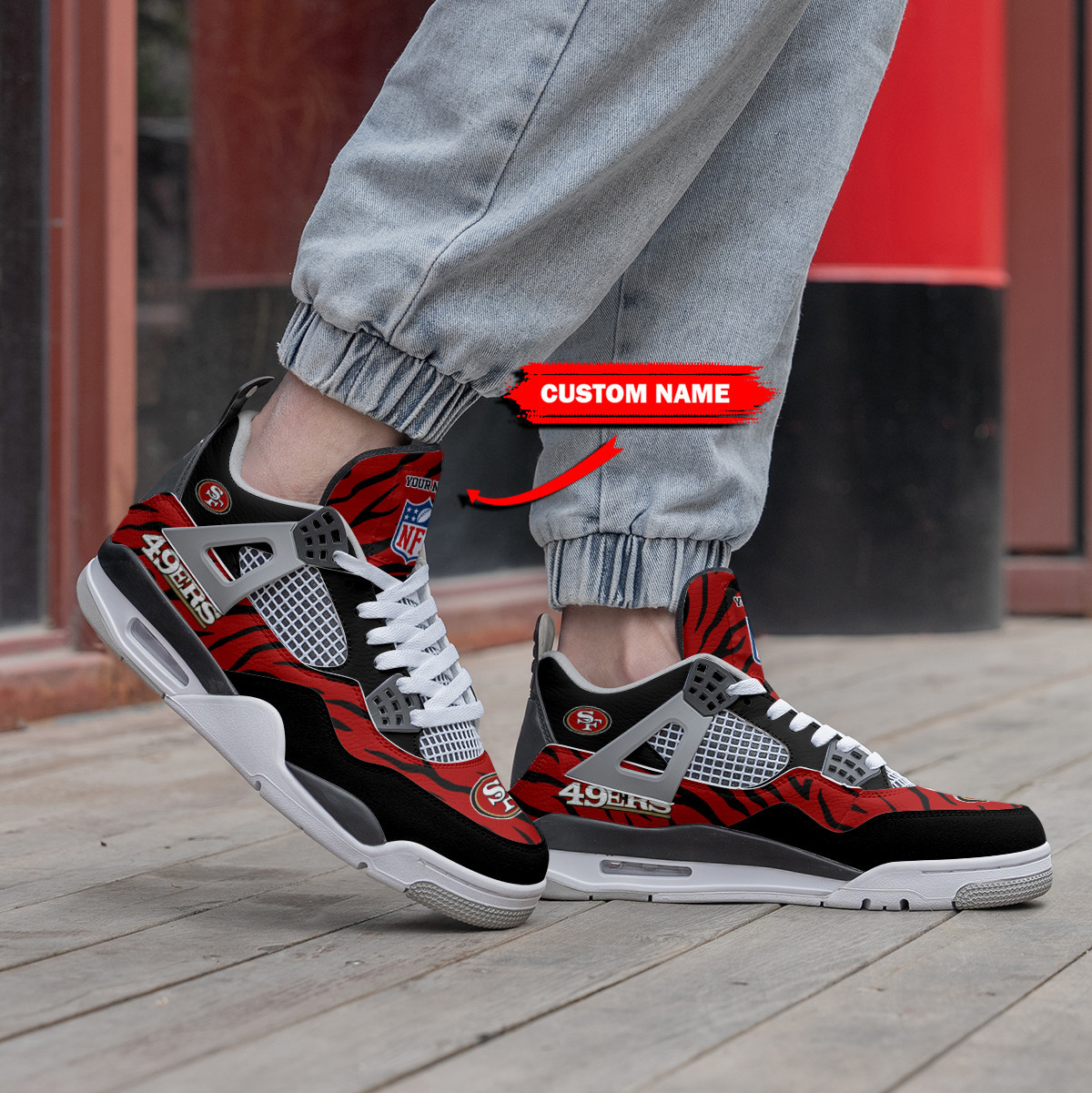 Sportswearmerch San Francisco 49ers NFL Air Jordan 4 Sneaker AJ4 Sneakers Shoes For Men And Women