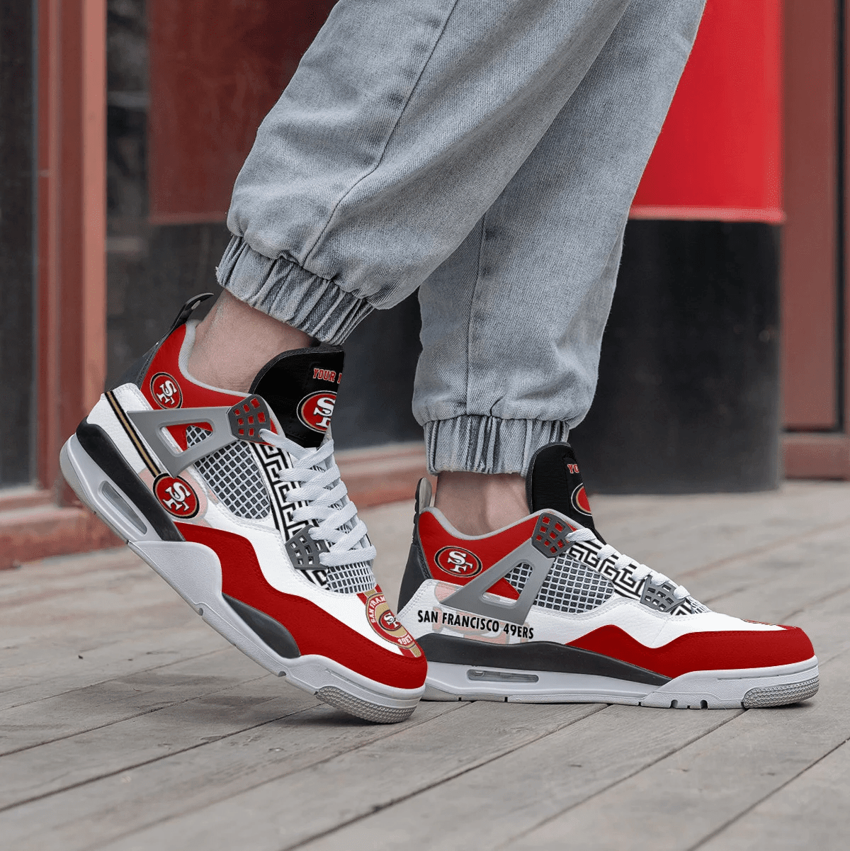 Sportswearmerch San Francisco 49ers NFL Air Jordan 4 Sneaker AJ4 Sneakers Shoes For Men And Women
