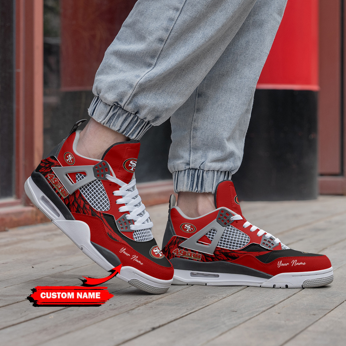 Sportswearmerch San Francisco 49ers NFL Air Jordan 4 Sneaker AJ4 Sneakers Shoes For Men And Women