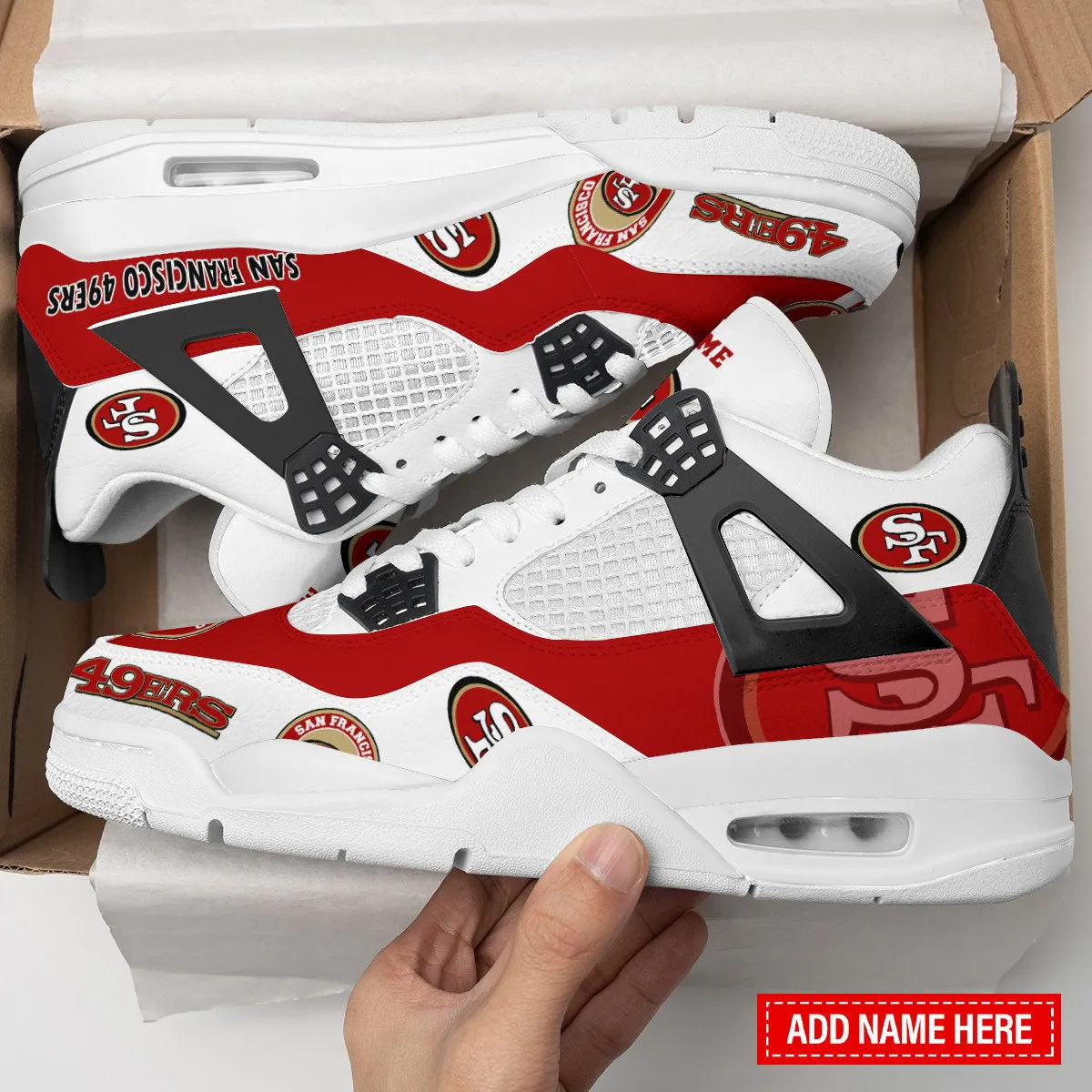 Sportswearmerch San Francisco 49ers NFL Air Jordan 4 Sneaker AJ4 Sneakers Shoes For Men And Women