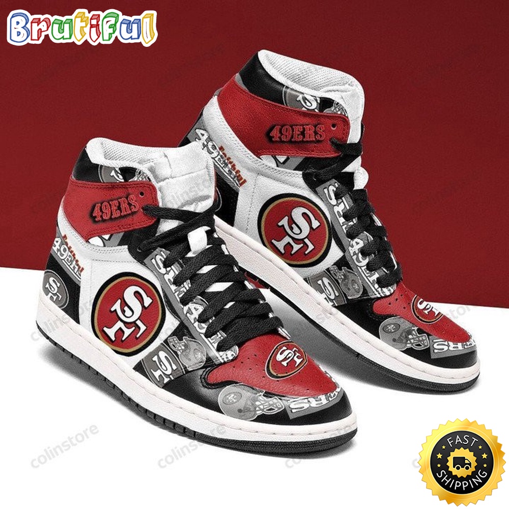 Sportswearmerch San Francisco 49ers NFL AJ1 High Sneakers Shoes For Men And Women