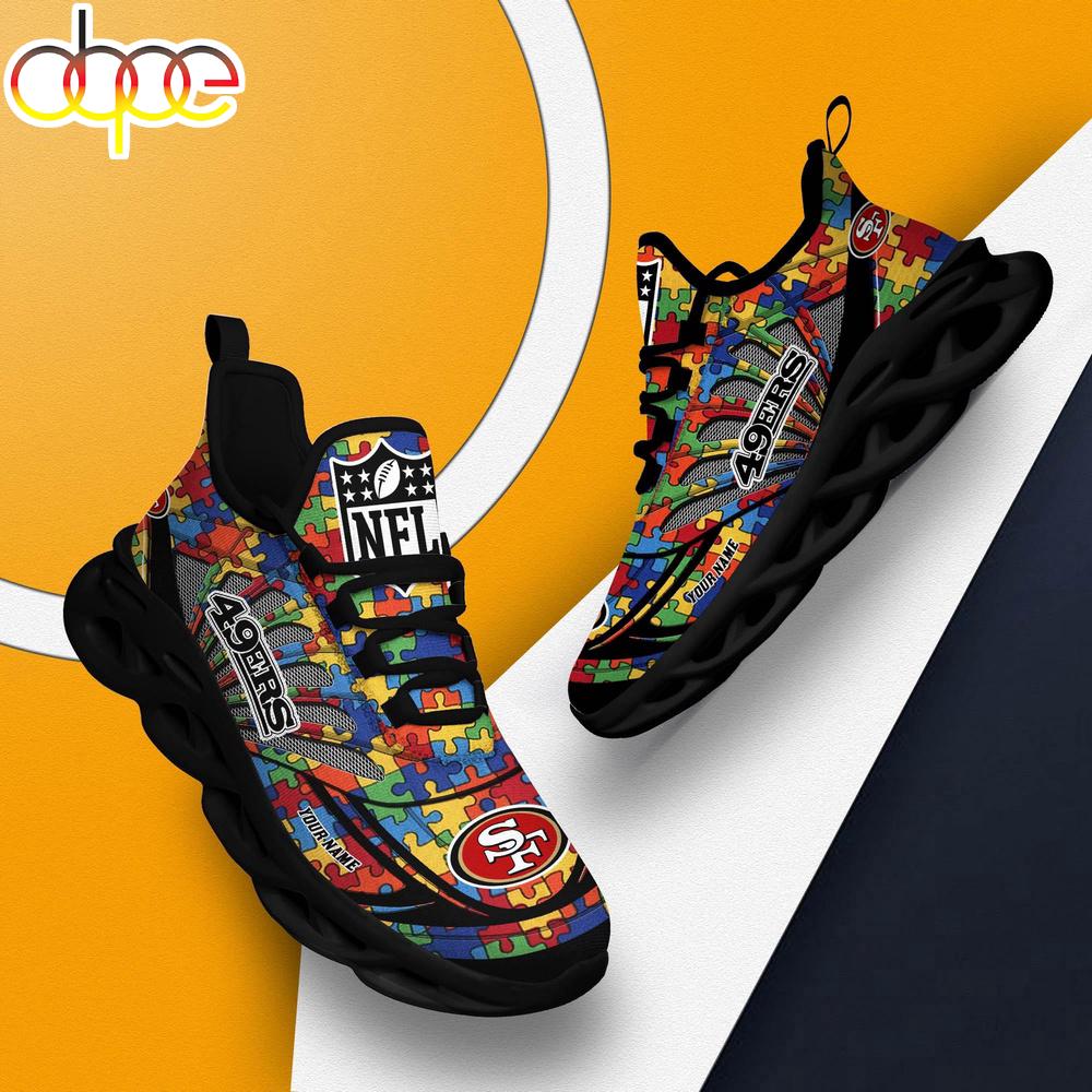 Sportswearmerch San Francisco 49ers NFL Autism Clunky Max Soul Shoes Sneakers For Men And Women