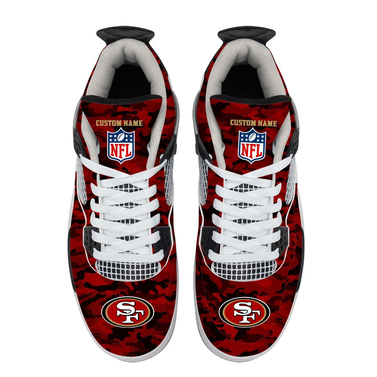 Sportswearmerch San Francisco 49ers NFL Camo Air Jordan 4 SneakerAJ4 Sneakers Shoes For Men And Women