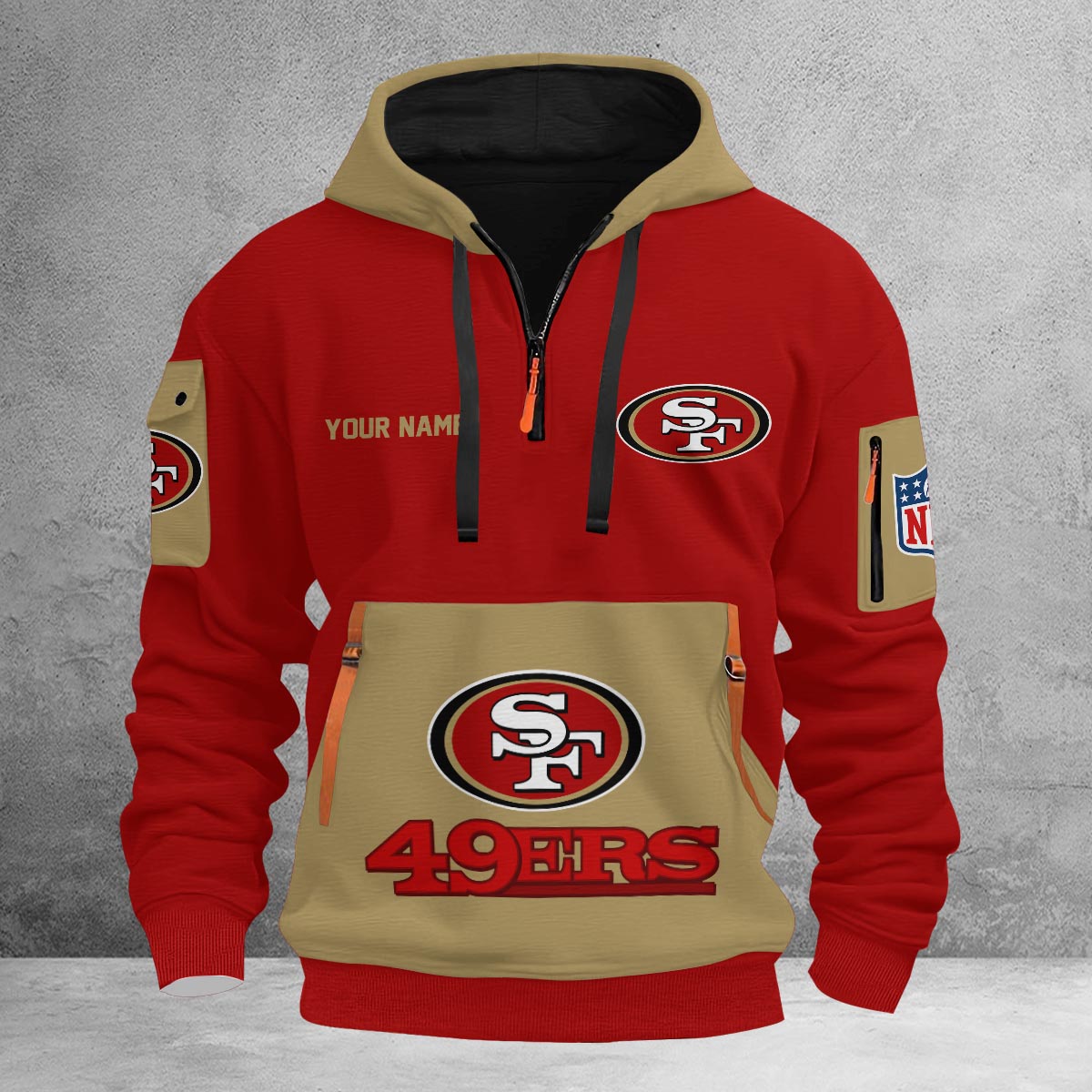 Sportswearmerch San Francisco 49ers NFL Half Zip Hoodie For Fan